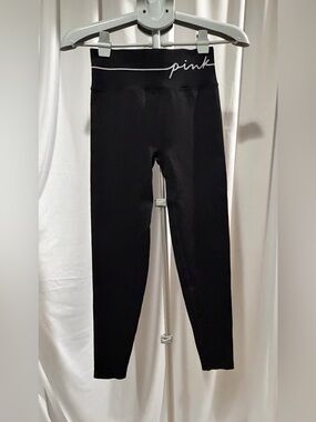 PINK Victoria's Secret Black  Leggings with Script Waistband